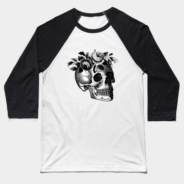 Memento Skull Baseball T-Shirt by LadyMorgan